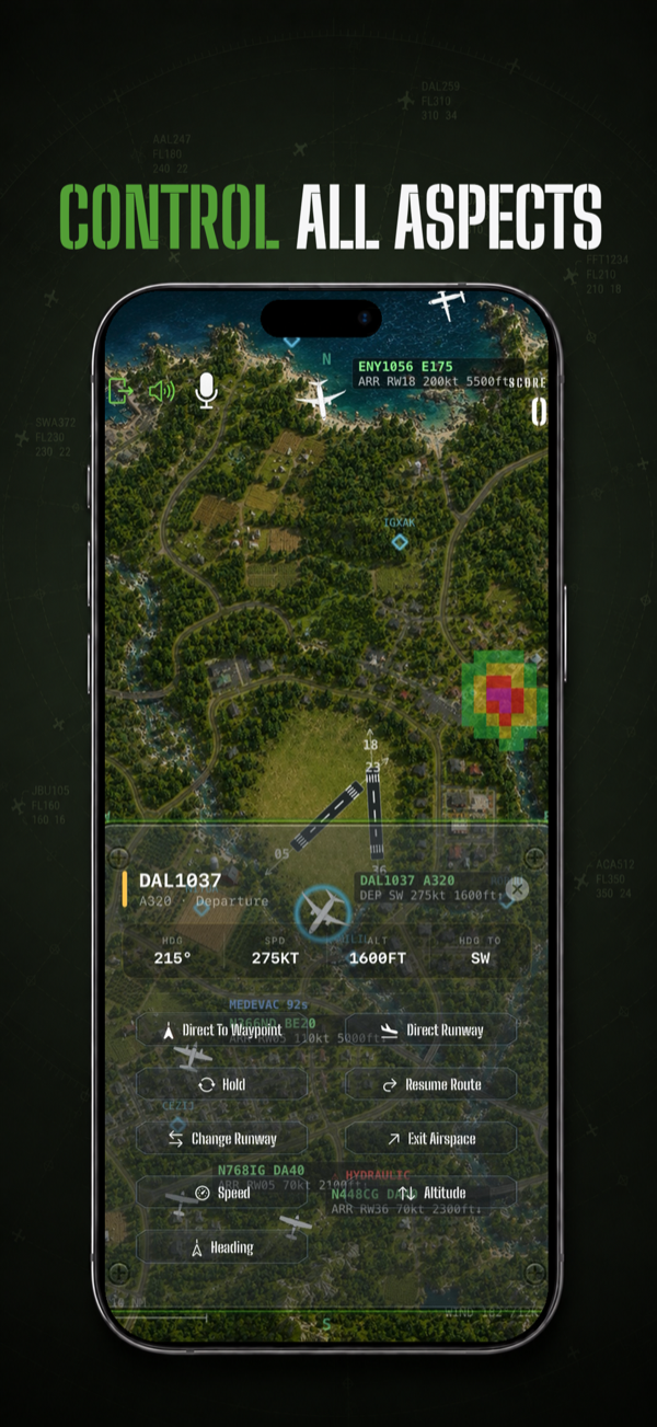 Command menu for a selected aircraft