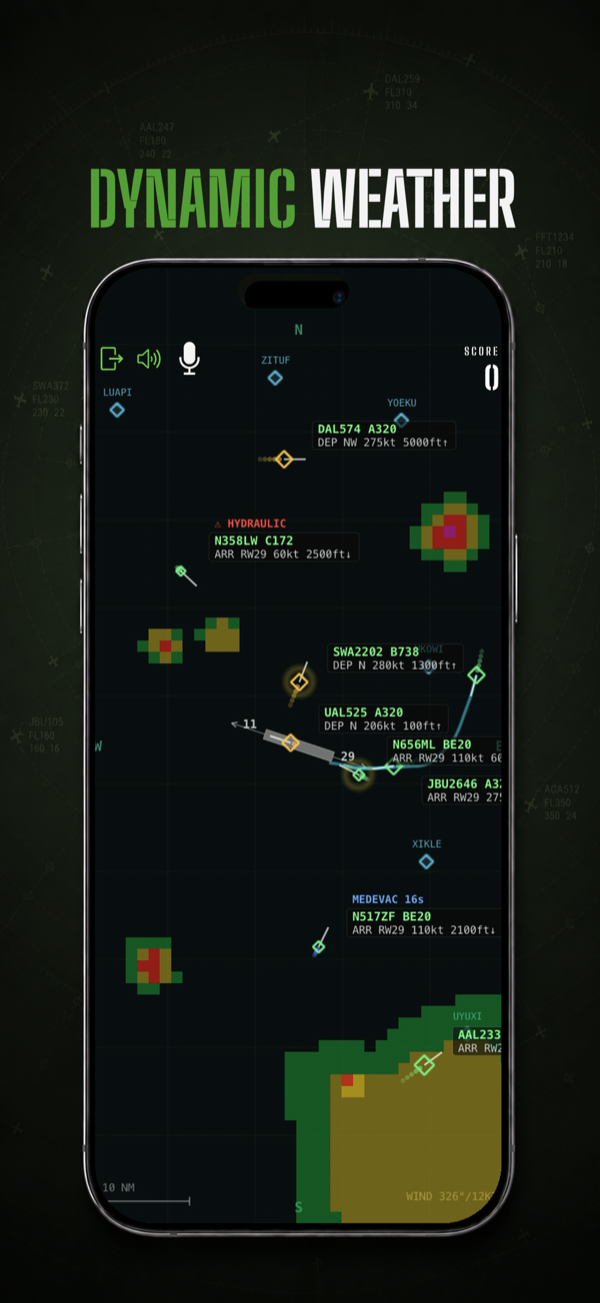 Radar screen showing weather cells