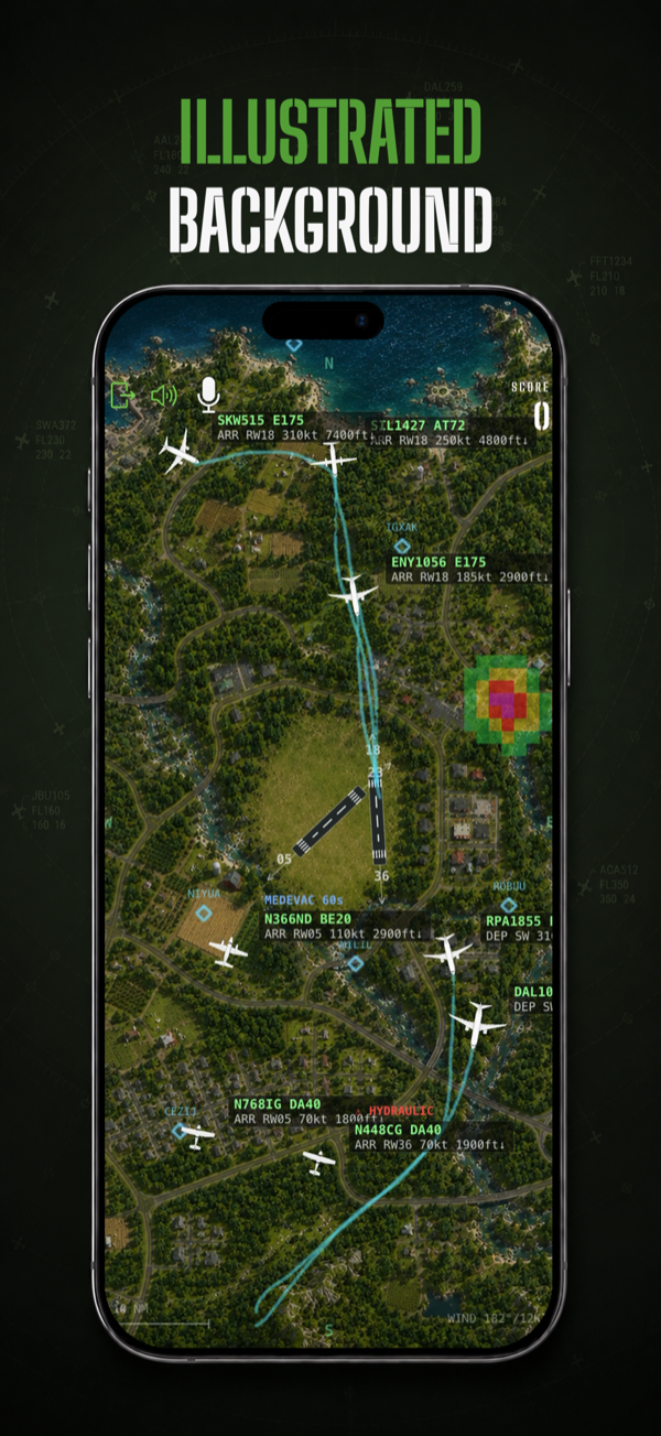 Radar screen with the illustrated map background